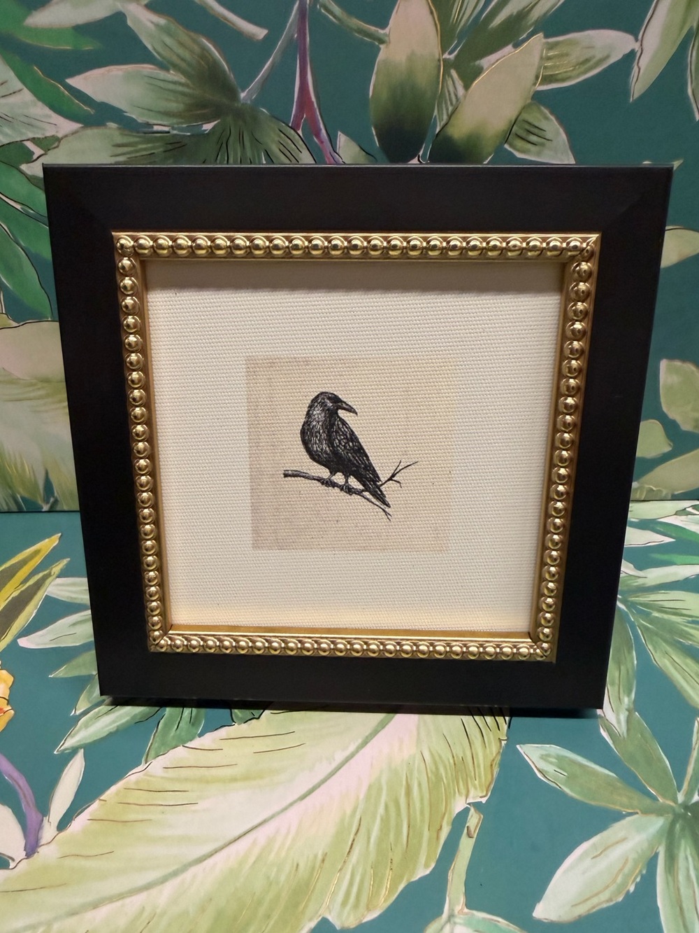 NEW Raven Crow Framed Art Print Black Gold Gothic Dark Academia Halloween Decor